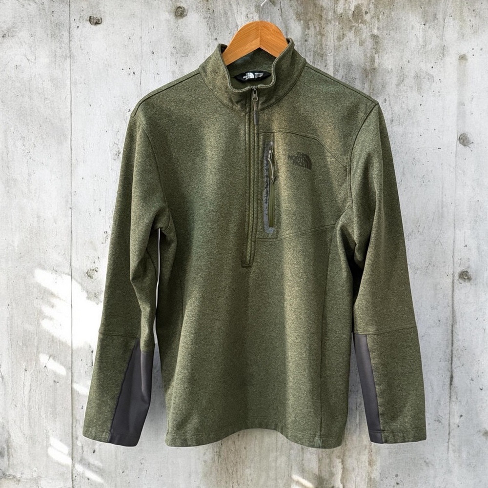 NWOT The North Face Men’s Olive Green Half-Zip Pullover! Large! - Picture 2 of 10